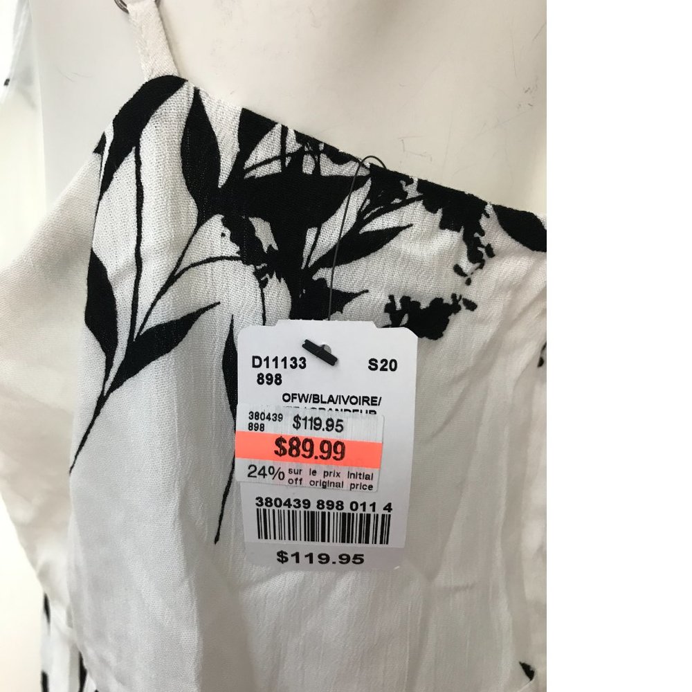 NWT Le Chateau PLUS SIZE Floral Crêpe V-Neck Flowing Black White Summer Dress - Picture 9 of 9